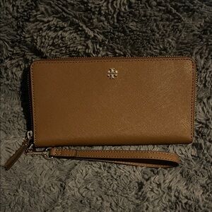 Tory Burch Brown with Gold Wristlet Wallet